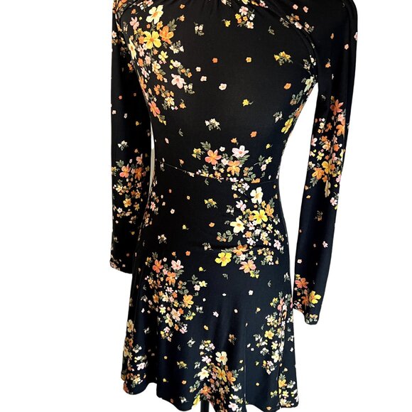 No Boundaries Floral Black Dress Long Sleeve Button Size Small Casual Fall NWOT - Picture 4 of 8